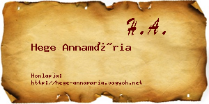Hege Annamária névjegykártya